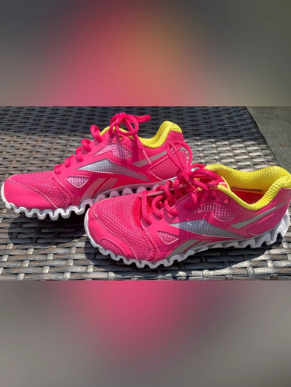Reebok Hot Pink Athletic Shoes with Yellow Interior